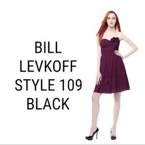 NWT - Bill Levkoff Style #109 Black Chiffon Strapless Short Formal Dress Size 12
